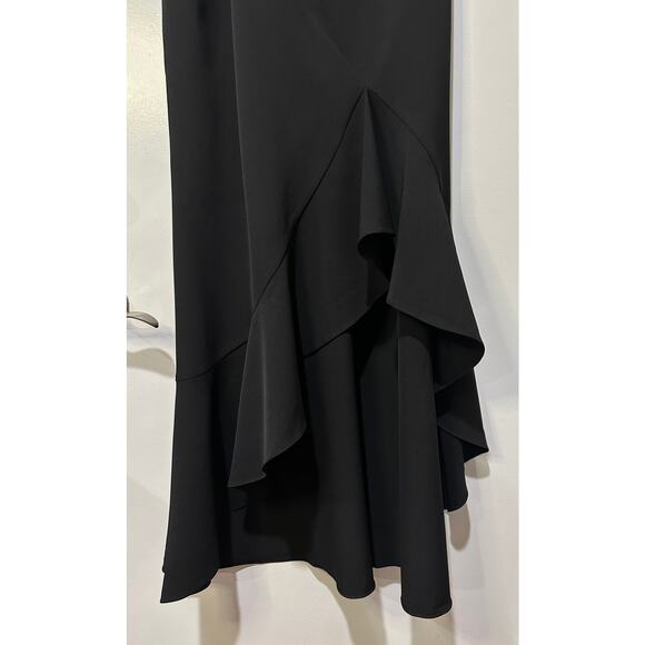 Vince Camuto Ruffle Detail One-Shoulder High-Low Gown Black Size 12 NWT Elegant - Picture 8 of 14